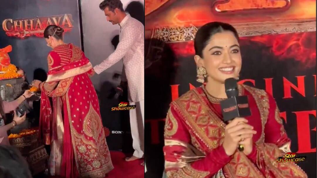 உடைந்த காலுடன் பட பூஜைக்கு வந்த ராஷ்மிகா..வைரலாகும் வீடியோ