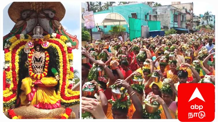 Mayiladuthurai district sirkali putradi mariyamman temple milk festival  500-க்கும் மேற்பட்ட பக்தர்கள் பால்குடம் சுமந்து நேர்த்திக்கடன் செலுத்தி வழிபாடு - எங்கே தெரியுமா?