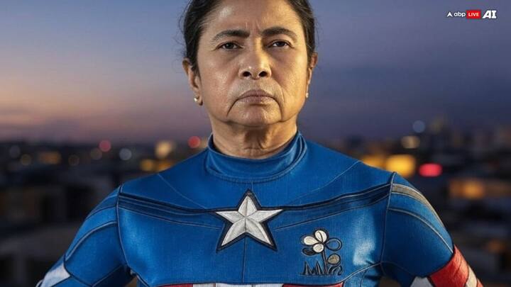 Mamata Banerjee: The Bengal Chief Minister stands for the rights of minorities and is a staunch defender of Bengal's culture as Captain America defends the values of his nation. (ABP LIVE AI)