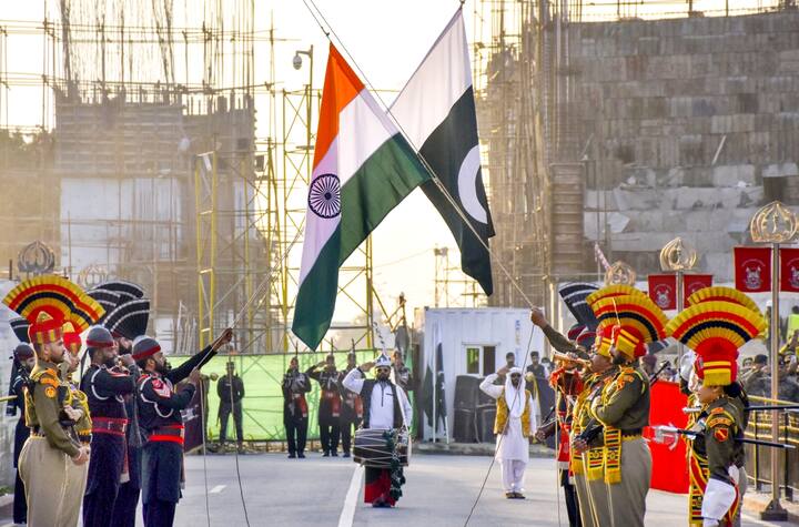 As part of the ceremony, India's national flag and Pakistan's national flag were lowered in a synchronised display during the Beating Retreat ceremony, a daily tradition symbolising the closing of the border gates. (PTI Photo)