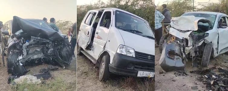 Triple Accident in Patan's Sami: Collision Between Two Cars and Pickup Truck Claims Two Lives પાટણના સમીમાં ટ્રિપલ અકસ્માત: બે કાર અને ઈક્કો ધડાકાભેર અથડાતા બે લોકોના કરૂણ મોત