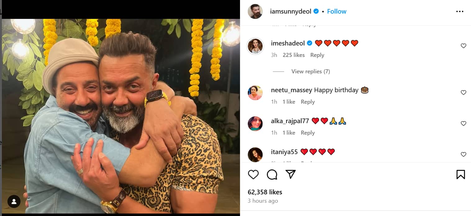 Esha Deol ने सौतेले भाई बॉबी देओल पर लुटाया प्यार, बर्थडे पोस्ट पर किया ये कमेंट