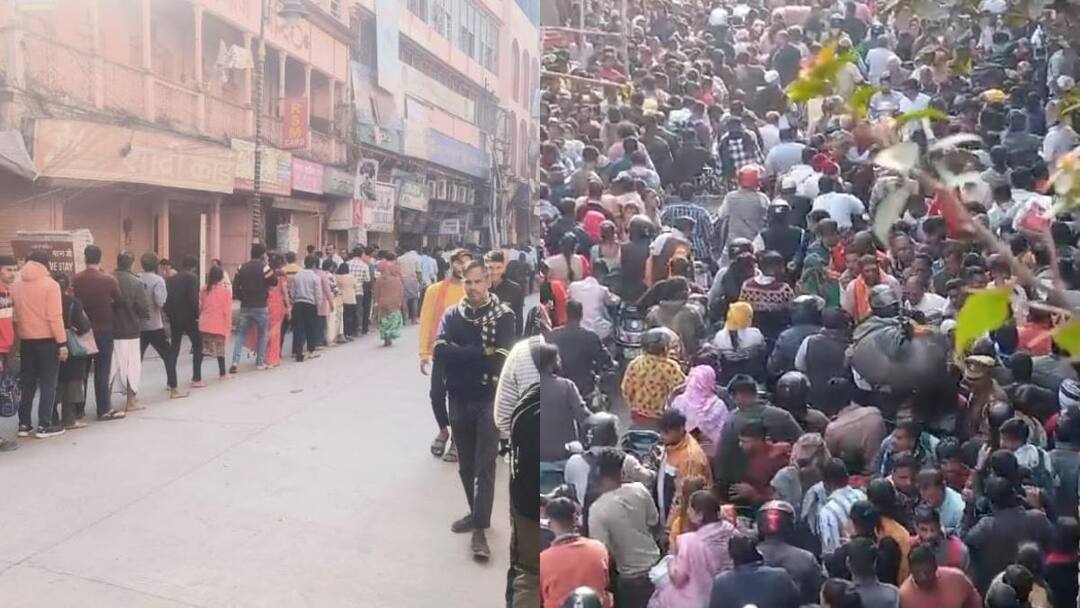 Varanasi news Effect of Maha Kumbh records broken long queues for darshan of Kashi Vishwanath ann वाराणसी में महाकुंभ का प्रभाव, टूट रहे रिकॉर्ड, काशी विश्वनाथ के दर्शन के लिए लगी 2 KM तक की लंबी लाइन
