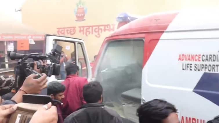 Amid Maha Kumbh Stampede Chaos, Ambulance Catches Fire At Sangam Site In Prayagraj