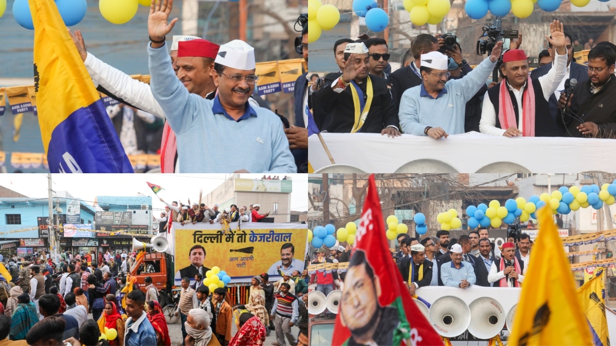 दिल्ली में अरविंद केजरीवाल के साथ अखिलेश यादव का रोड शो, बोले- ‘सभी 70 सीटों पर हारेगी BJP’