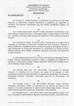 રાજ્યના 64 IAS અધિકારીઓની બદલી, બંછાનિધિ પાની અમદાવાદના નવા મ્યુનિસિપલ કમિશનર