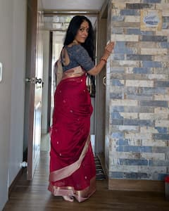 Aishwarya Narkar: अभिनेत्री ऐश्वर्या नारकरचा मनमोहक अंदाज; साडीत दिसतेय खास!