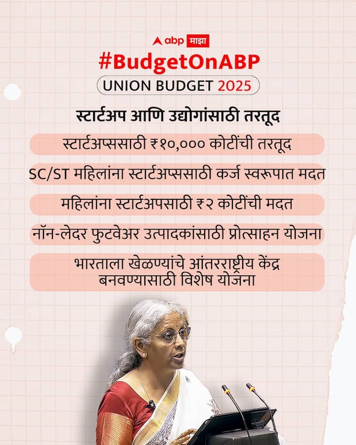 स्टार्टअप आणि उद्योगासाठी तरतूद