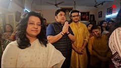 পরনে হলুদ পাঞ্জাবি, ডোনা, সানার সঙ্গে সপরিবারে বাণী বন্দনায় সৌরভ গঙ্গোপাধ্যায়