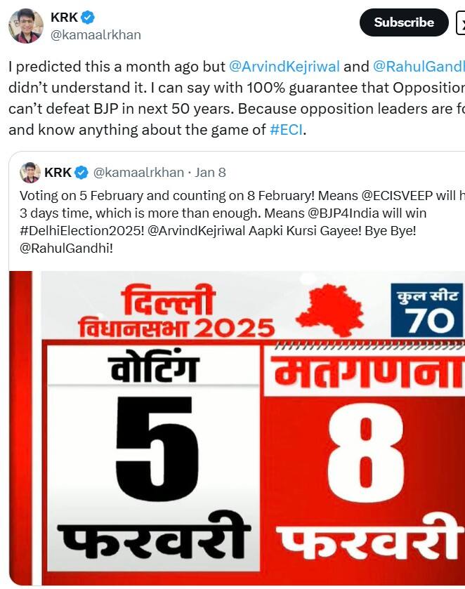 Delhi: દિલ્હી ચૂંટણીને લઈને બોલિવૂડ અભિનેતાનું વિવાદિત, કહ્યું- બીજેપી મતથી નહીં પણ આ કરણે જીતી રહી છે