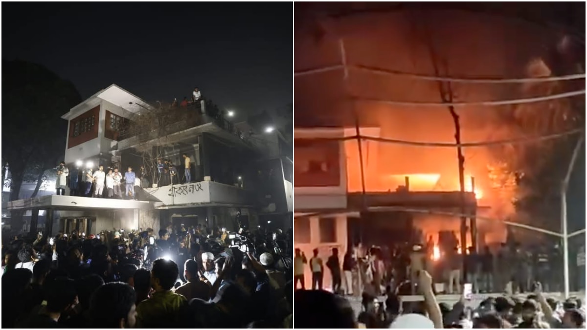 Protesters Attack Mujibur Rahman’s Dhaka Residence, Set It Ablaze During Sheikh Hasina's Speech