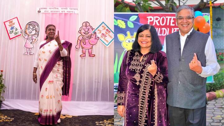 குடியரசுத் தலைவர் திரெளபதி முர்மு ராஷ்பதி பவன் வளாகத்தில் உள்ள டாக்டர் ராஜேந்திர பிரசாத் கேந்திரிய வித்யாலயா வாக்குச்சாவடியில் வாக்களித்தார்.