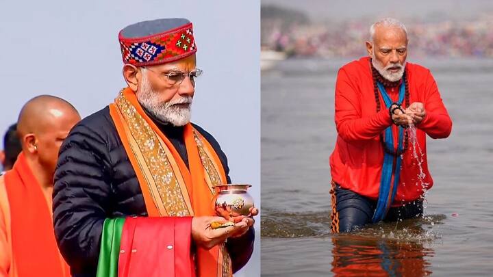 PM Modi at Maha Kumbh: மகா கும்பமேளாவில் பிரதமர் நரேந்திர மோடி பங்கேற்ற புகைப்பட தொகுப்பு இது.