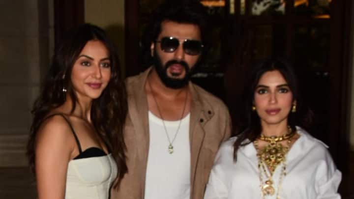 The cast of upcoming film 'Mere Husband KI Biwi' featuring Rakul Preet Singh, Arjun Kapoor and Bhumi Pednekar, was seen promoting their film in style.