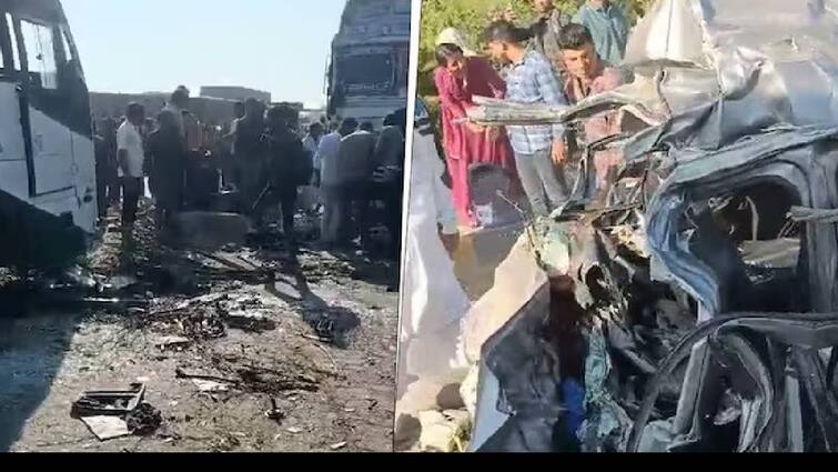8 devotees on way to Kumbh killed as car jumps divider, crashes into bus in Jaipur கும்பமேளாவுக்கு சென்ற கார் டயர் வெடித்து விபத்து: 8 பேர் பலி ; எங்கே? எப்படி?