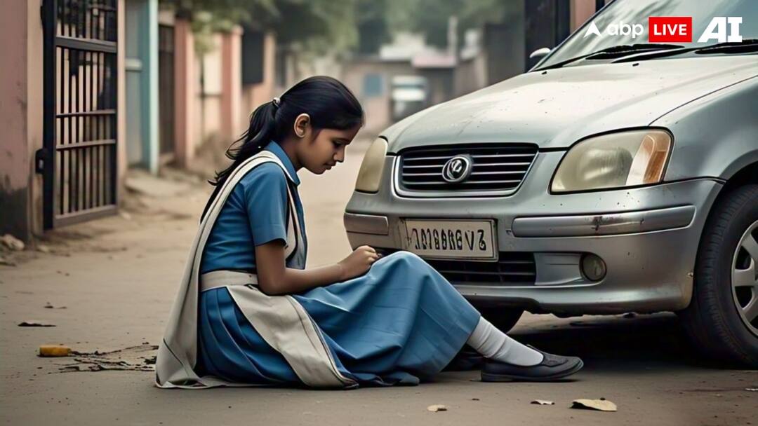 Moradabad 6 Girl students run over by speeding car Condition of 2 is serious and incident captured in CCTV ANN स्कूल के गेट के पास खड़ीं 6 छात्राओं को कार ने कुचला, 2 की हालत गंभीर, CCTV में घटना कैद
