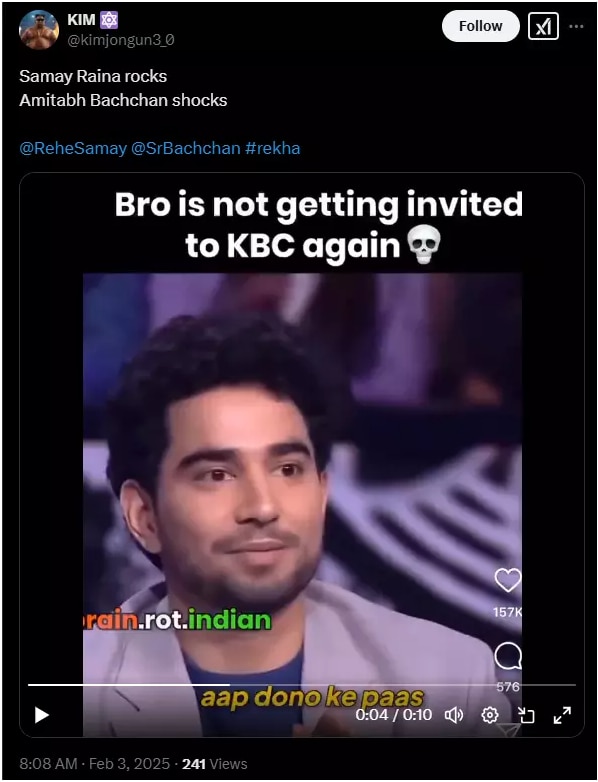 Raina's video is deepfhek while joking about Rekha from Amitabh in KBC