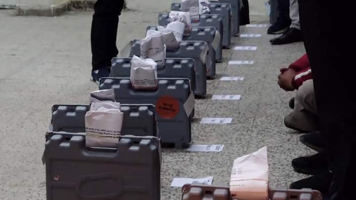Electronic Voting Machines (EVMs) set at Netaji Subhas University of Technology Centre for counting of votes for Delhi Assembly polls on Saturday.  (Photo: PTI)