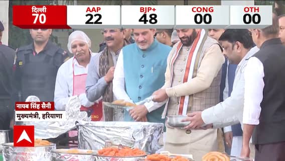 Delhi Election: After BJP's Election Win, Haryana CM Nayab Saini Makes Jalebis in Delhi, Haryana Bhawan