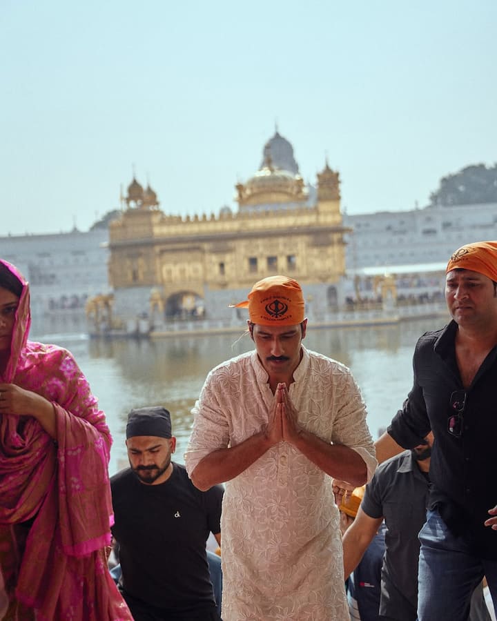 On Monday, Vicky and the Chhaava team visited the Golden Temple, where they offered prayers. Vicky shared several pictures from the Golden Temple on Instagram, reflecting on the experience.