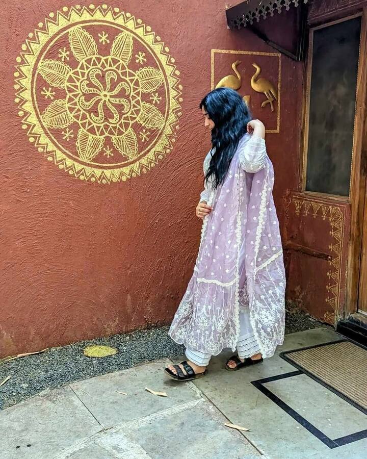 Maitreyi’s post also featured glimpses of a scenic Indian village, where she posed in a traditional outfit against a picturesque rural backdrop.