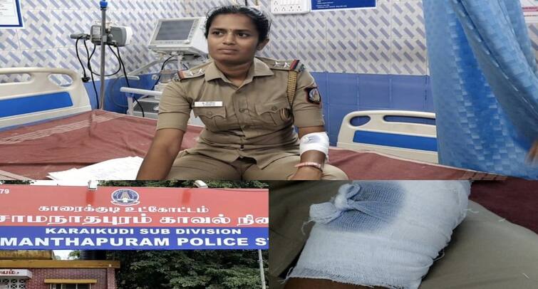 Female SI  suspended staged a drama about being attacked by vck member tnn விசிக நிர்வாகி தாக்கியதாக நாடகமாடிய பெண் எஸ்.ஐ., பணியிடை நீக்கம்
