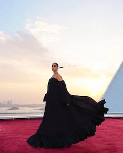 Deepika Padukone Turns Heads In Dubai With Stunning Black Gown And 63.76-Carat Cartier Necklace. See Pics