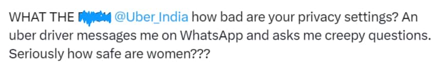 Uber user raises privacy concerns after receiving a 'scary' message from the driver on WhatsApp