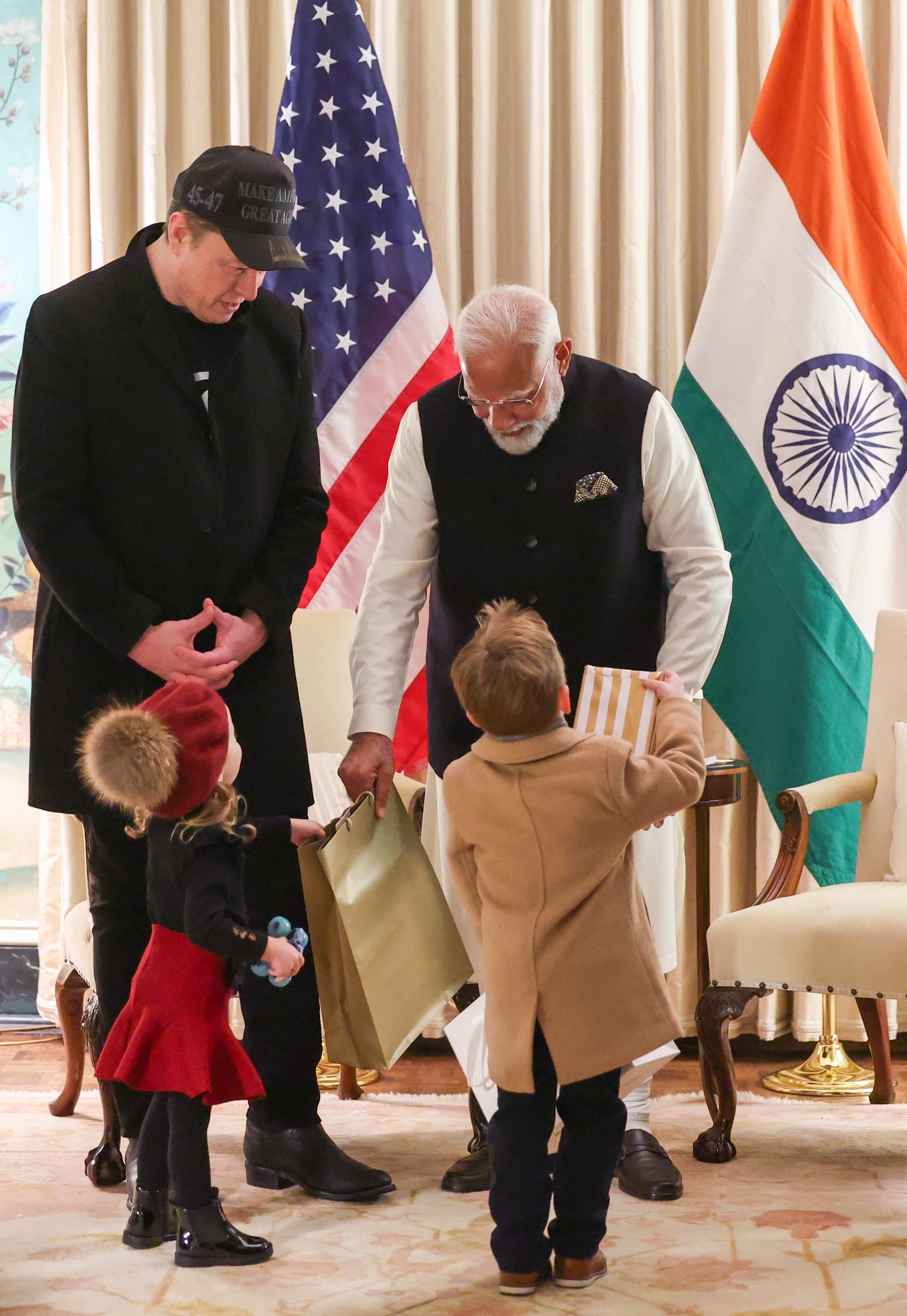 When PM Modi Met Musk: Check Out PHOTOS Of What Elon Musk's Family Gifted Prime Minister Modi