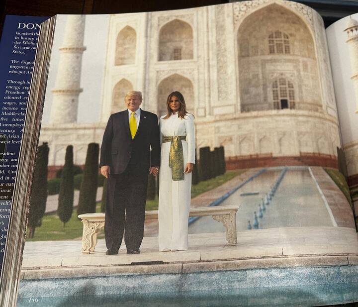 US President Donald Trump and First Lady Melania Trump pose in front of the Taj Mahal during their visit to India.