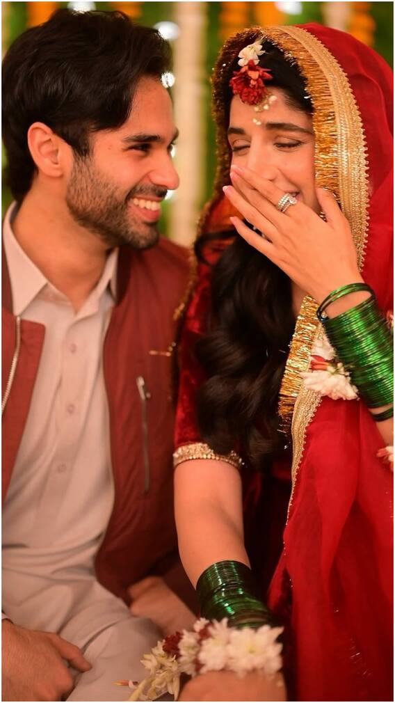 लाल सूट, हरी चूड़ियां पहन संगीत में जचीं सनम तेरी कसम एक्ट्रेस मावरा होकेन