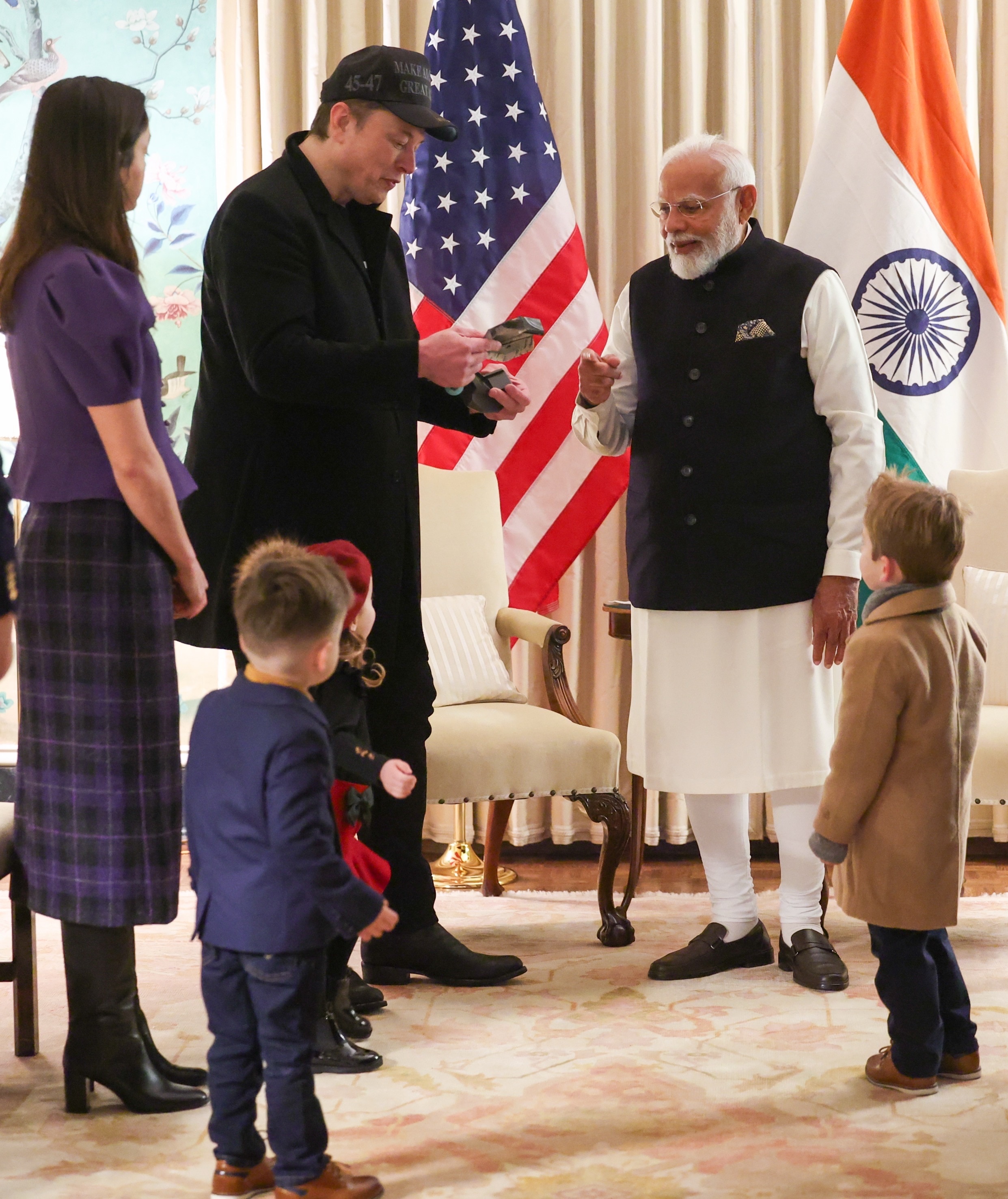 When PM Modi Met Musk: Check Out PHOTOS Of What Elon Musk's Family Gifted Prime Minister Modi