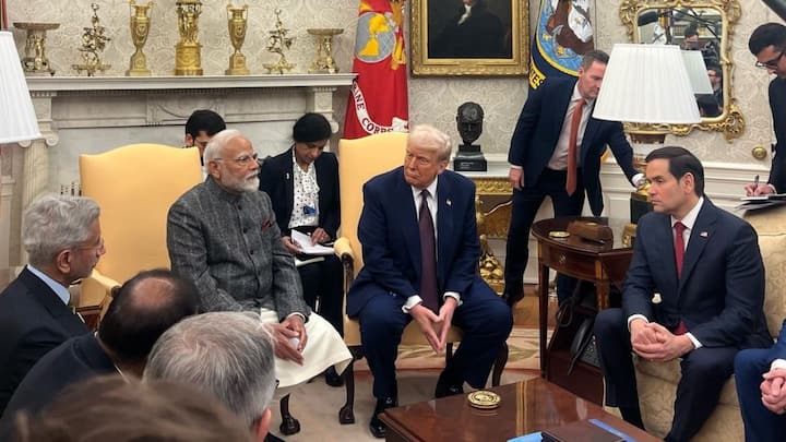 Trump welcomed Modi with a warm hug today before settling down for the crucial talks.