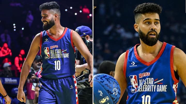 टीम बॉन्ड्स ने अंतिम स्कोर रीडिंग टीम बॉन्ड 66-55 टीम राइस के साथ एनबीए ऑल-स्टार सेलिब्रिटी गेम 11 अंकों से जीता। (छवि क्रेडिट: x/ @nbaindia)