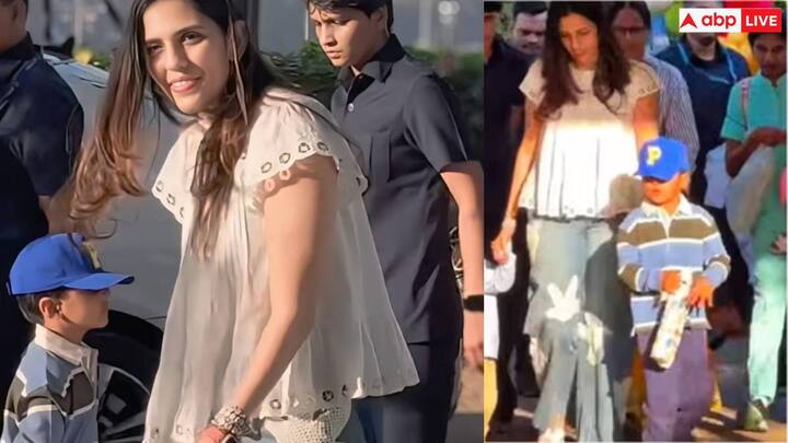 उन्होंने इसे स्टाइलिश ब्लू डेनिम जींस के साथ पेयर किया जिसमें रिलैक्स्ड फिट और आकर्षक व्हाइट क्रोकेट बर्ड मोटिफ्स हैं, जो इसे और भी आकर्षक बनाते हैं.