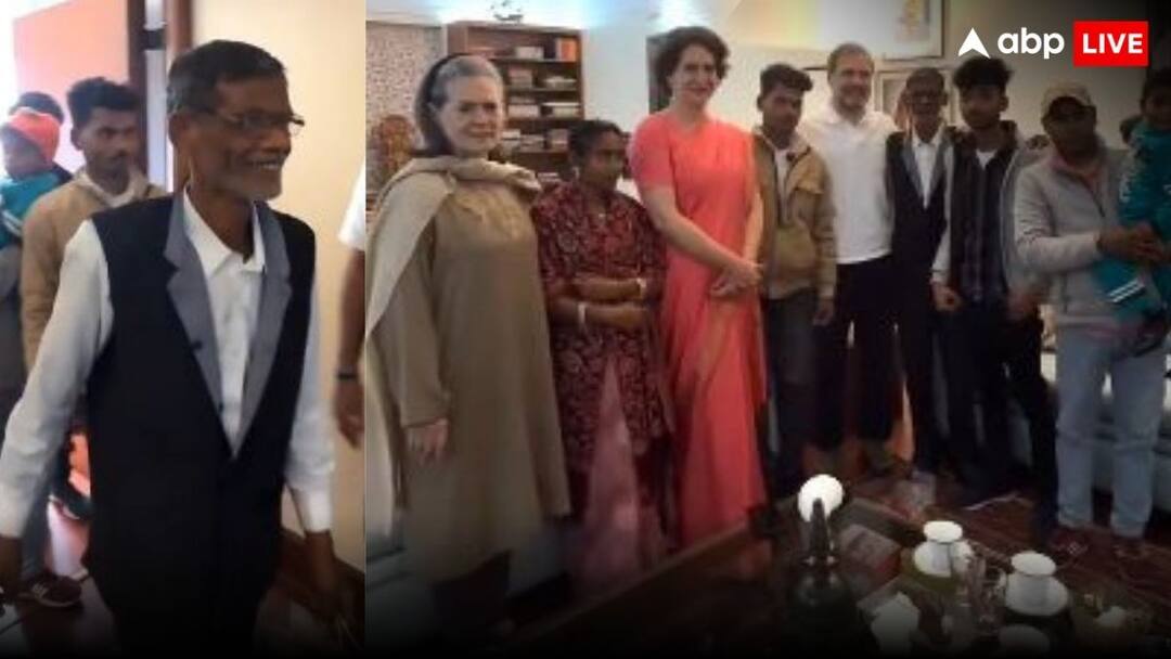 Sultanpur Ramchet Mochi Meets Rahul Gandhi At His House Gifted Sonia And Priyanka Gandhi Slippers राहुल गांधी से घर मिलने पहुंचे रामचेत! सोनिया-प्रियंका गांधी भी रहीं मौजूद, गिफ्ट कीं हाथ से बनाई चप्पलें