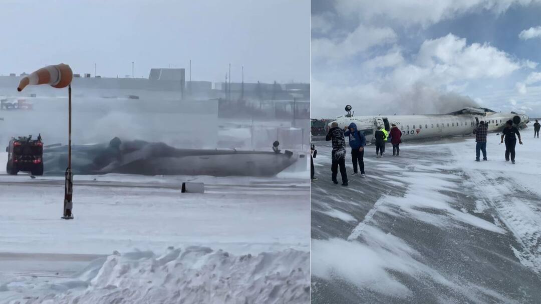 Canada Flight Crash: அச்சச்சோ..! மீண்டுமா? தலைகீழாக கவிழ்ந்து விமானம் விபத்து - 80 பயணிகளின் நிலை என்ன? Delta Air Lines Plane Crashes In Torontos Pearson Airport 18 Passengers Critically Injured VIDEO Canada Flight Crash: அச்சச்சோ..! மீண்டுமா? தலைகீழாக கவிழ்ந்து விமானம் விபத்து - 80 பயணிகளின் நிலை என்ன?