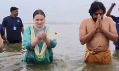 गले में जनेऊ और भगवा धोती पहन पवन कल्याण ने पत्नी एना संग त्रिवेणी संगम में लगाई आस्था की डुबकी, तस्वीरें वायरल