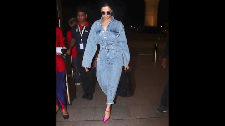 5. Deepika Padukone: Deepika Padukone wore a denim jumpsuit that made her stylish. The oversized Esambal made a comfortable appeal, while the denim belt extended the waist, increasing their figure. The actress wore a pop added color with a vibrant pink heels and wore a round sunglasses that brought a pointed touch in her look. (Image Source: Twitter/@Filmfare)