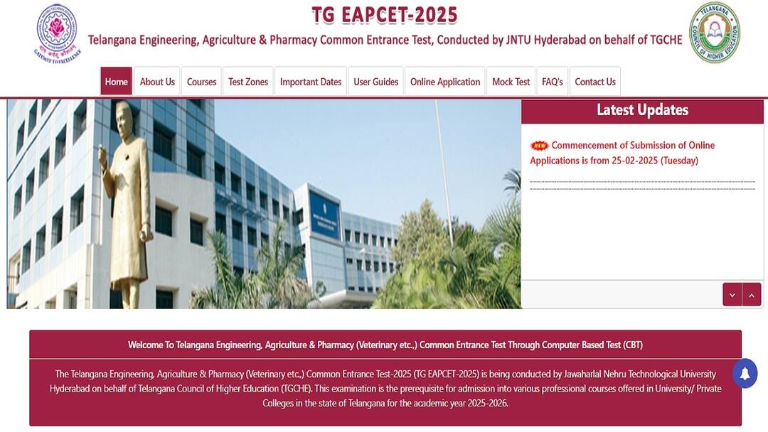 TG EAPCET 2025: తెలంగాణ ఎప్సెట్ 2025 నోటిఫికేషన్ విడుదల, దరఖాస్తుల స్వీకరణ ఎప్పటినుంచంటే? jntu hyderabad has released tg eapcet 2025 notification check important dates here TG EAPCET 2025: తెలంగాణ ఎప్సెట్ 2025 నోటిఫికేషన్ విడుదల, దరఖాస్తుల స్వీకరణ ఎప్పటినుంచంటే?