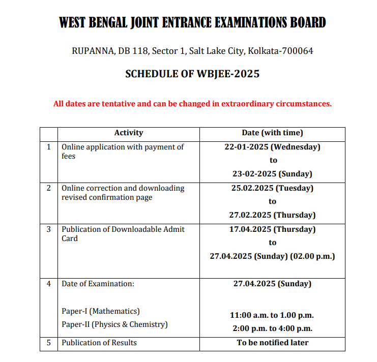 WBJEE 2025 Application Deadline In Two Days. Apply Now At wbjeeb.nic.in