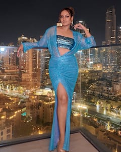Sonakshi Sinha Stuns In Shimmering Blue Ensemble At Dubai Event, PICS