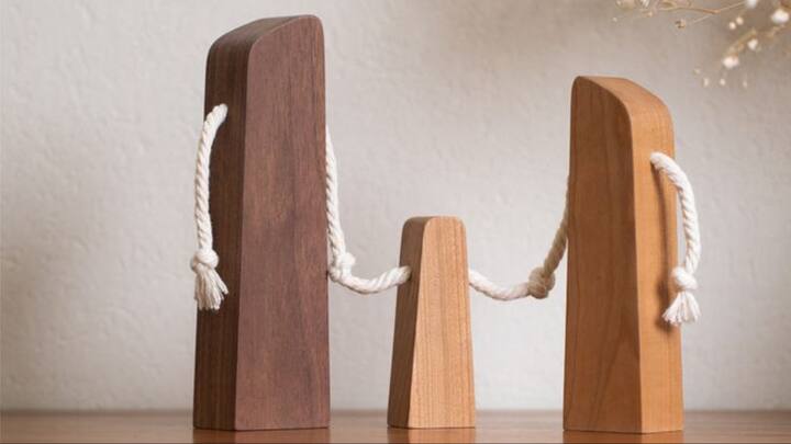 7. Wooden Decor Accents For A Natural Touch: Your home's Vastu energy can be improved profoundly with small wooden accents such as bowls, sculpture coasters, or even lamps. These pieces can be placed in the living or dining area to create a cosy, inviting environment without losing touch with nature. (Image Source: Pinterest/mymoreangle)