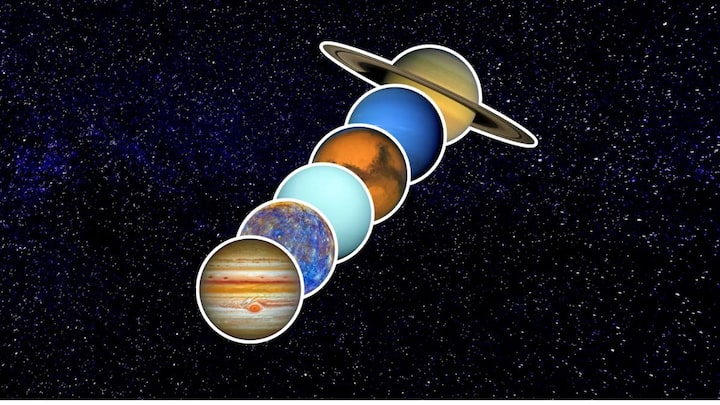 महाकुंभ के समापन पर 28 फरवरी 2025 को बुध, शुक्र, शनि, बृहस्पति, यूरेनस और नेपच्यून सभी सात ग्रह सूरज के एक तरफ लाइन से दिखाई देंगे.