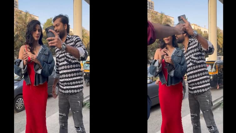 fan trying to kiss bollywood actress poonam pandey watch video here Watch Video: நட்ட நடுரோட்டில் கிஸ் அடிக்க வந்த ரசிகர்.. தெறித்து ஓடிய பூனம் பாண்டே