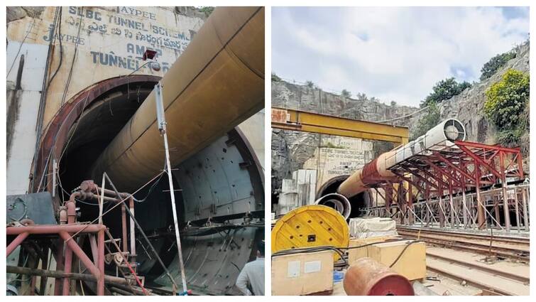 Telangana Tunnel behind the Srisailam dam Collapses Several Workers Feared Trapped சரிந்த சுரங்கப்பாதை.. சிக்கி தவிக்கும் தொழிலாளர்கள்.. ஸ்ரீசைலம் அணைக்குப் பின்னால் திக் திக்!