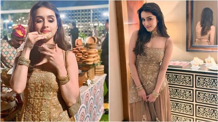 श्रद्धा कपूर गोल्डन शरारा सेट में बेहद खूबसूरत लग रही हैं. आइए उनके एथनिक लुक के बारे में विस्तार से बात करें. श्रद्धा ने इंस्टाग्राम पर अपने फैंस के लिए एक एल्बम शेयर किया है. जिसमें उनका देखने लायक है.