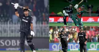 nz vs ban full highlights new zealand and india reaches champions trophy semifinal pakistan ruled out rachin ravindra  