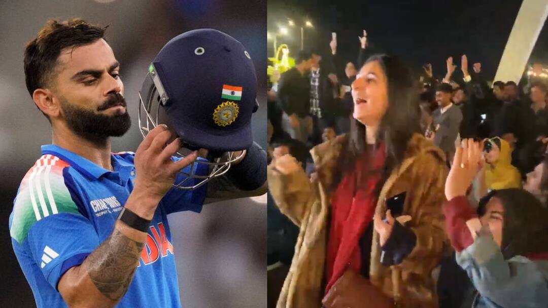 virat kohli 82 century celebration in pakistan after ind defeat pak champions trophy watch IND vs PAK: पाकिस्तान में मना विराट कोहली के शतक का जश्न, फीमेल फैंस ने लगाए कोहली-कोहली के नारे, देखें वीडियो