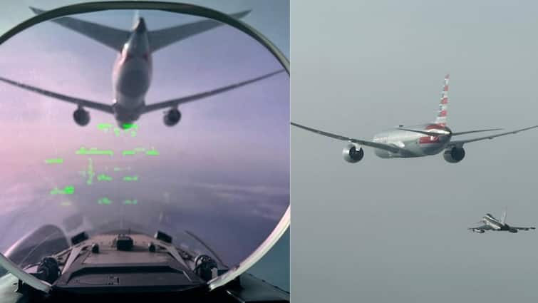 Bomb Threat 2 fighter jets escort new york delhi flight  to Rome Watch Video Watch Video: திடீரென வந்த போன் கால்..! அந்தரத்தில் பாதுகாப்பிற்கு சென்ற போர் விமானங்கள், இன்னும் என்னெல்லாம் நடக்குமோ..!